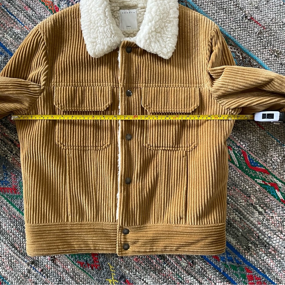 Sandro Shearling & Corduroy Trucker Jacket in Mustard - Season H2018 - Size M - Picture 15 of 15